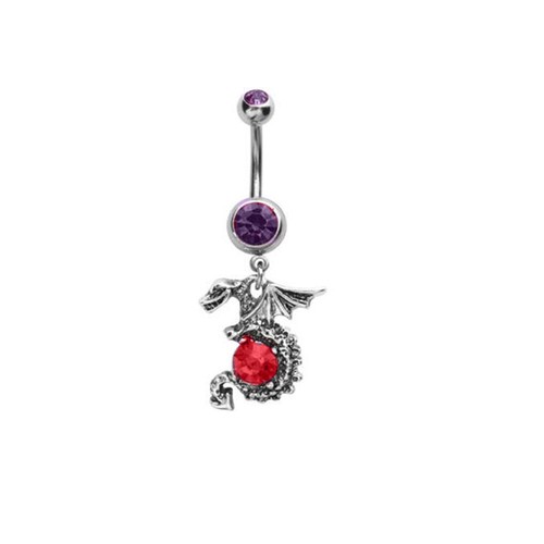 5 - 14 GA 3/8" Spider Skull Dragon Pentagram Belly Button Navel Dangle Ring B632 - Picture 2 of 9