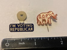 2- Vintage I’M VOTING REPUBLICAN & G. O. P. Pins  FREE SHIPPING