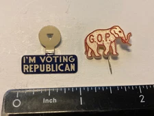 2- Vintage I’M VOTING REPUBLICAN & G. O. P. Pins  FREE SHIPPING