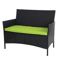 Poly-Rattan Gartenbank Hamar, Sitzbank Bank, Anthrazit, Kissen GrüN