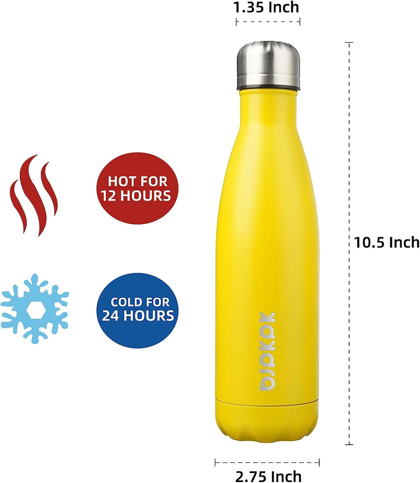 Insulated Sports Water Bottles 17oz/500ml Stainless Steel, Keep cold