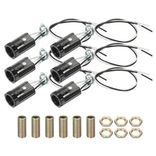 6pcs E12 Candelabra Base Lamp Holder Light Socket UL Listed with Wire 2.1"