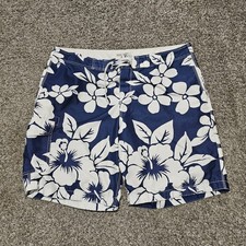Old Navy Men's XL Board Shorts Blue White Floral Hawaiian Print Drawstring Swim