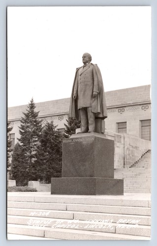 Vintage RPPC Lincoln NE Statue of William Jennings Bryan State Capitol V6