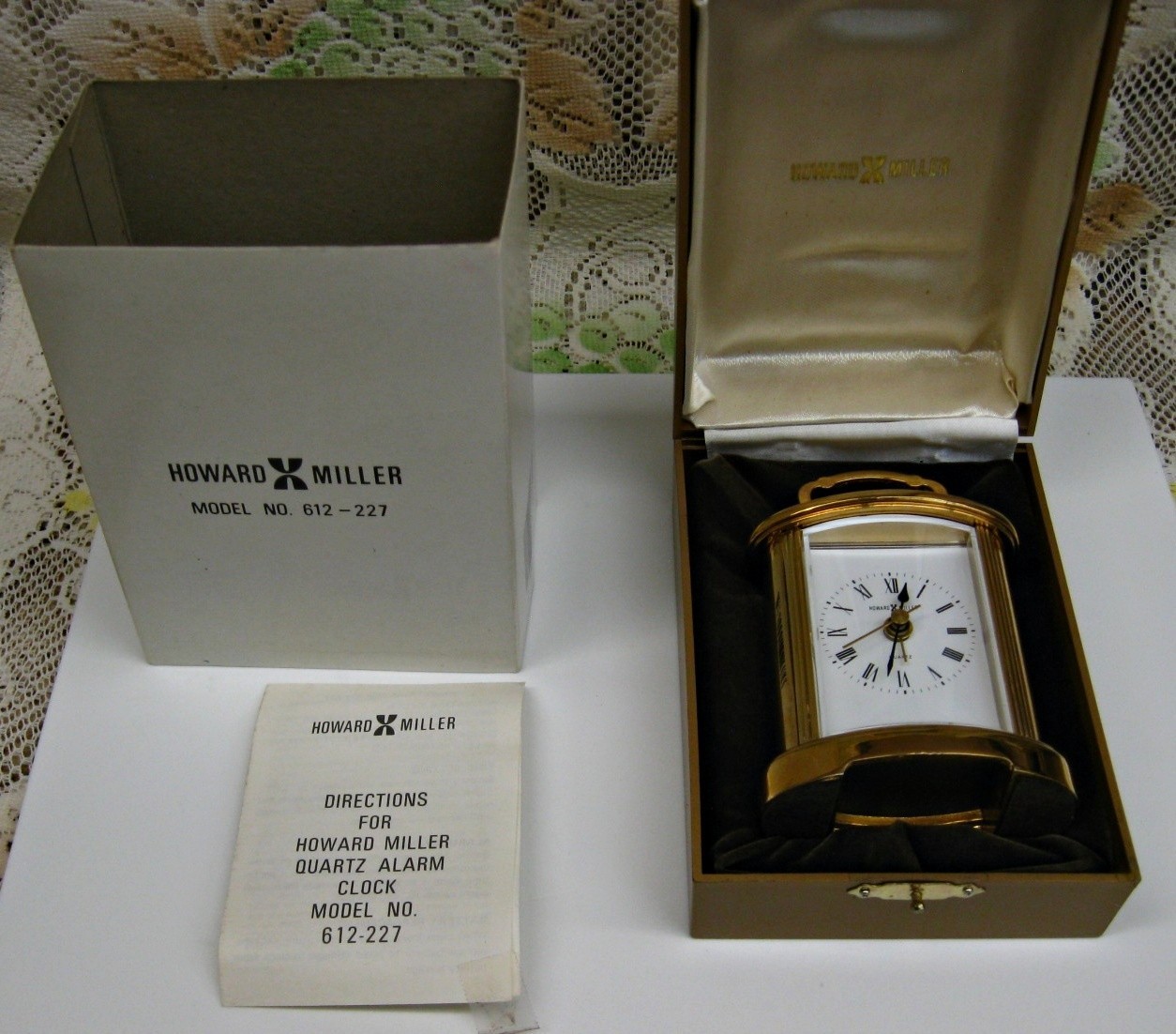 HOWARD MILLER QUARTZ GOLD DESK SHELF DISPLAY MANTEL ALARM CLOCK MODEL NO.612-227
