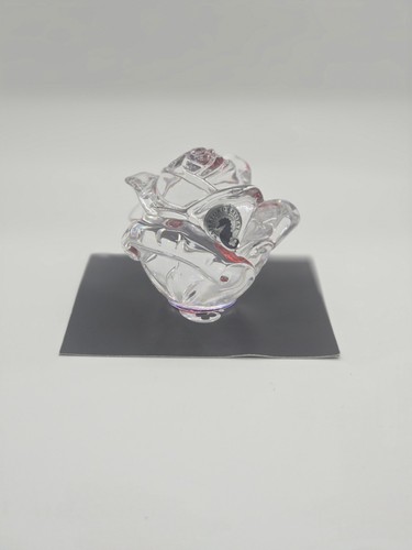 Waterford Crystal Rose Paperweight With Red Tint Base Ireland 2.5" High. - Bild 2 von 4