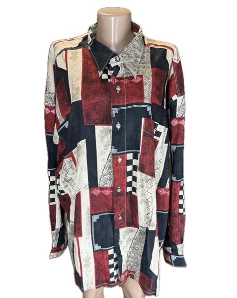 Men Vintage Shirt Multicolor Viscose 44 / XXL / 52