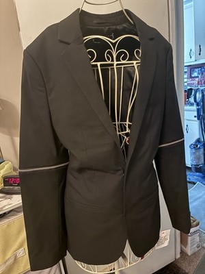 Unique Black Blazer with Zip Sleeves 