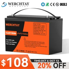 12V 100Ah LiFePO4 Lithium Battery BMS Deep Cycle for RV Marine Solar Off-grid