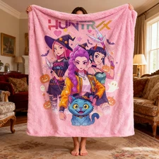 Kpop Fantasy Warrior Flannel Blanket – Anime Style Cozy Throw