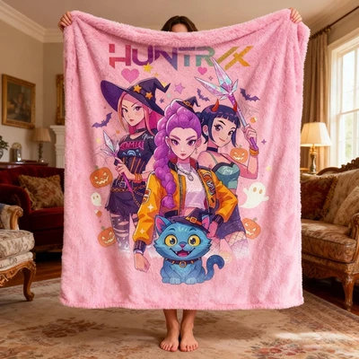 Kpop Fantasy Warrior Flannel Blanket – Anime Style Cozy Throw