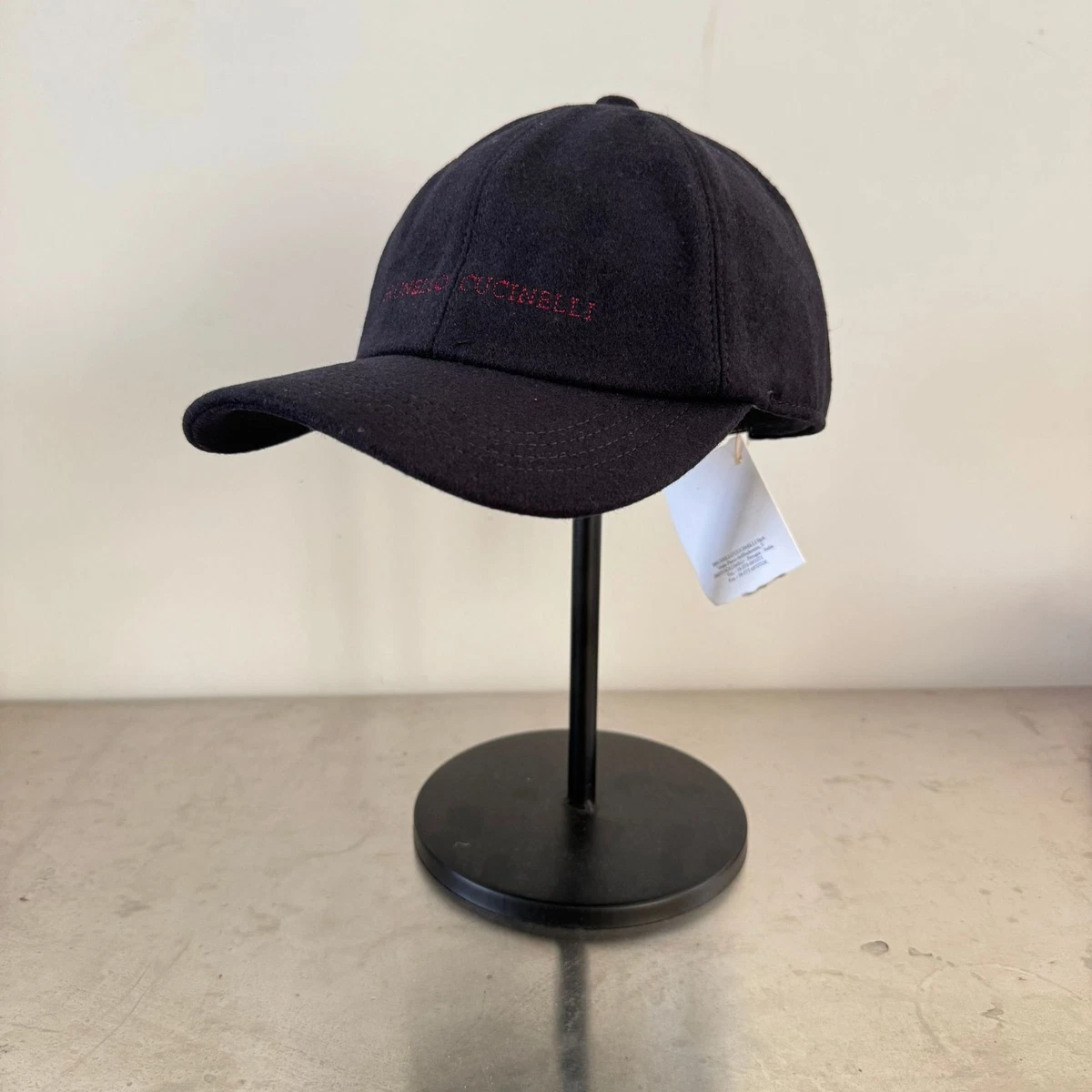 Casquette Baseball Brunello Cucinelli En Daim Noir - Taille M, Logo Brodé, Fait Main En Italie
