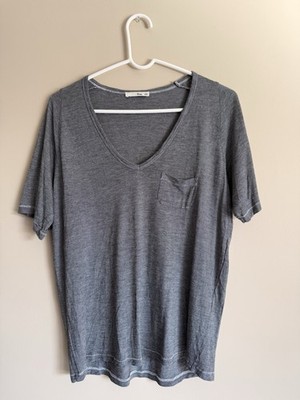 ARITZIA Wilfred Free Charcoal V-Neck Oversized Short Sleeve Tee size small