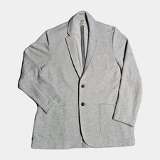 Faherty Inlet Knit Blazer Mens XL Heather Gray Sport Coat 2 Button Cotton Pocket