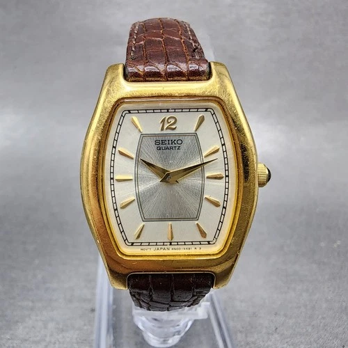 Seiko Watch Women 25mm White Dial Gold Tone Tonneau 4n00-6451 New Battery