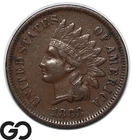 1868 Indian Head Cent Penny, Choice AU