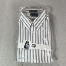 The Arrow Company Dress Shirt Mens 17.5 34/35 Multi Stripe Non Iron Wrinkle Free