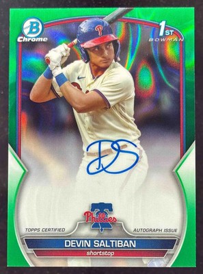 2023 Bowman Draft Chrome Green Lava Refractor #CDA-DS Devin Saltiban RC Auto /99