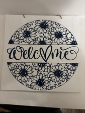 Wooden Sign 12in X 12in-Floral Welcome Sign