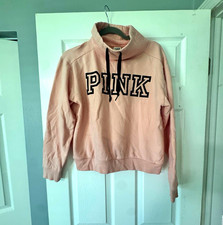 PINK Victoria s Secret PINK Pullover Hoodie Fleece Logo Drawstring Pink S
