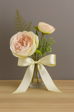 Faux Peony & Foliage Arrangement in Glass Vase – Pink – New