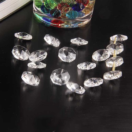 CHANDELIER LIGHT CRYSTALS DROPLETS 50 CUT GLASS BEADS WEDDING DROPS 14mm - Picture 3 of 12