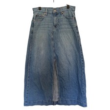GAP Icon Denim Maxi Skirt 6 28 Long Blue Jean Front Slit Aesthetic Streetwear