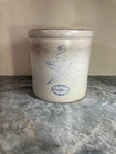Antique Red Wing Pottery Union Stoneware Crock 2 Gallon Blue Birch Leaf c1896