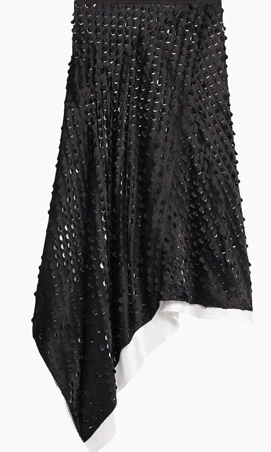 Saia Helmut Lang Preta Tamanho 6 Coleção Outono Bainha de Cachecol Perfurada com Furo Nova Com Etiqueta R.$595 - Imagem 2 de 4