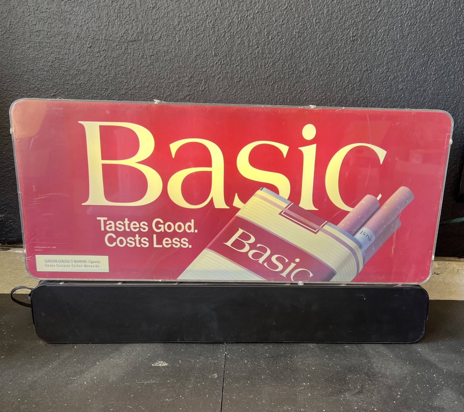 Vintage 1996 Basic Cigarettes Philip Morris Light Up Ticker Sign - WORKING