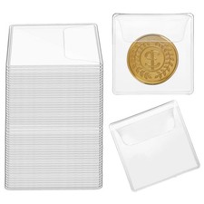 50Pcs Single Pocket Coin Sleeves, 2.1x2.1Inches Flips Clear Transparent