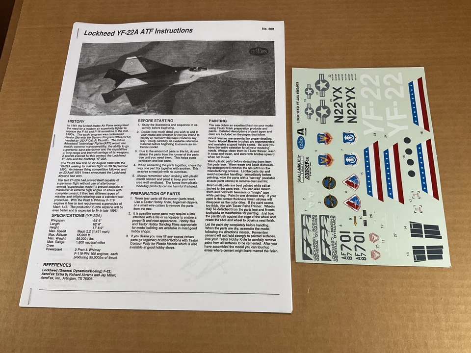 Testors 1:32 YF-22 ATF Unbuilt Kit - Image 3 of 3