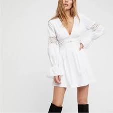 FREE PEOPLE Lindsey Dress White Mini BABYDOLL FOREST FAIRY NO SIZE TAG See Msrmt