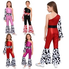 Kids Girls Dancewear Festivals Jumpsuit Events Costumes Right Metallic Dress Up
