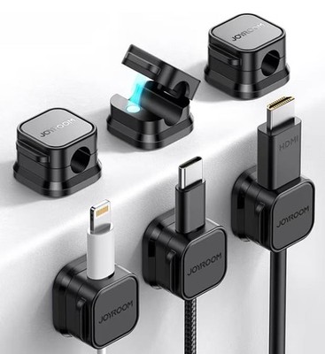 JOYROOM Pack of 6 Cable Holder, Cable Clips, Adjustable Cable Organiser, Magneti