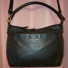 m1210 kate spade Black Leather Hand & Shoulder Bag with Detachable Strap