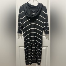 Express Design Studio Gray and White Striped Sweater Dress Size L Cowl Neck