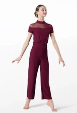 Weissman 13432 Black Cherry Mockneck Jumpsuit Dance Costume Adult S WORN ONCE