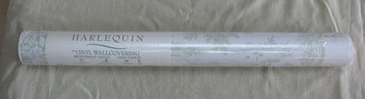 Vinyltapete Harlekin grün creme Toile de Jouy Vintage Stil Tapeten