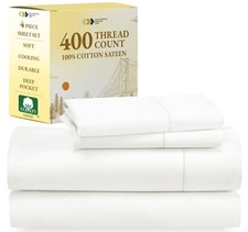 California Design Den 400 Thread Count 100 Cotton Sheets, King Size Sheet Set,