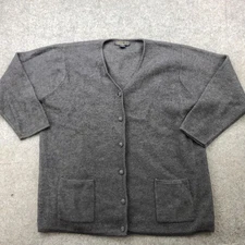 Vintage Herman Geist Sweater Womens 3X Gray Wool Cardigan Button Up Pockets