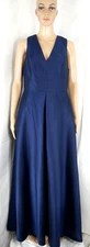 Alfred Sung Sleeveless V-Neck  Midnight Blue Dress With Pockets Women's Size 12