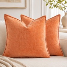 Decorative Throw Pillow Covers 18x18 Inch, Pack of 2 Orange