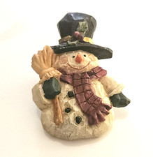 Vintage Snowman Lapel Pin Brooch Multicolor Resin 2"