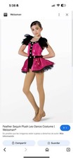 Weissman Dance Costume SC Pink Sequin Tutu Leotard Feather Girls