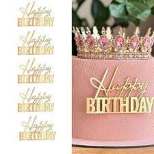5pcs Happy Birthday Cake Toppers Mirror Acrylic Side Cake Decorations for Birthd