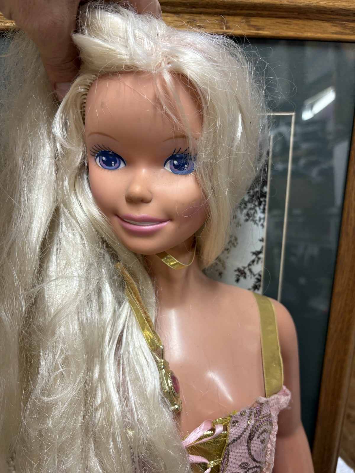 Barbie My Size Barbie 36 in Fashion Doll Blonde Wavy Hair Pink Dress.  1992