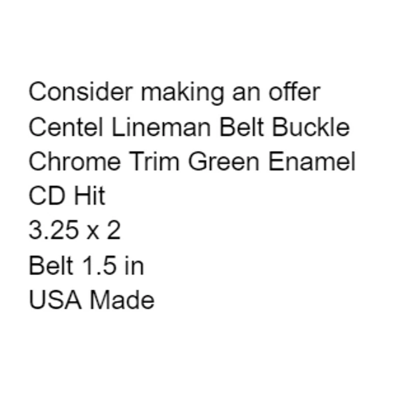 De colección Centel Lineman Hebilla de Cinturón Borde Cromo Esmalte Verde CD Hit Teléfono Foto 2 de 4