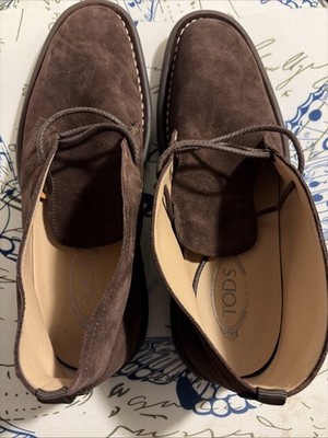 Tod s POLACCO NASTRO IDEAL 06G Chukka boots Brown Leather/suede Size 10.5 Edw31