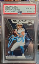 Justin Herbert NFL Debut Blue Ink Auto Psa 10